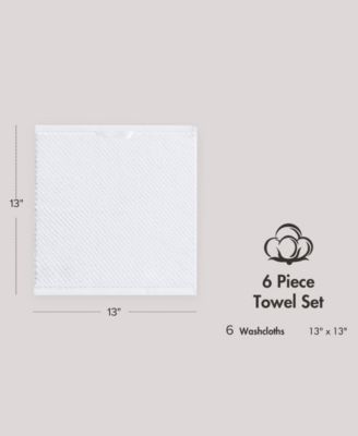 Diagonal Ribbed Cotton 6-Pc. Washcloths Set