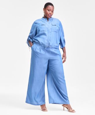 Plus Size Chambray Tie-Waist Blouse, Macy's Exclusive