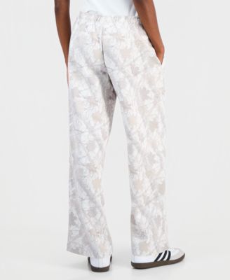 Juniors' Camo Print Wide-Leg Fleece Sweatpants