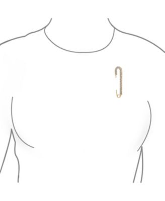 Set of 2 Crystal Candy Cane Safety Pin Brooch Pin Gold Silver Plated 2 Inch