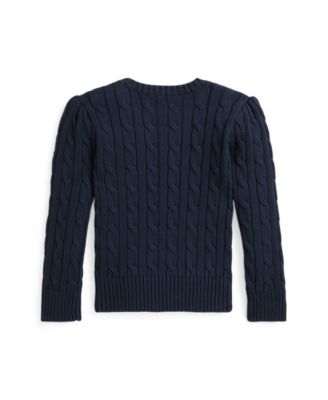 Girls' 2T-6X Crewneck Cable Knit Sweater