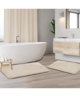 2 Piece Ultra Soft Non-Slip Plush Memory Foam Bath Rug Set - Small & Large