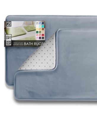 2 Piece Ultra Soft Non-Slip Plush Memory Foam Bath Rug Set - Small & Large
