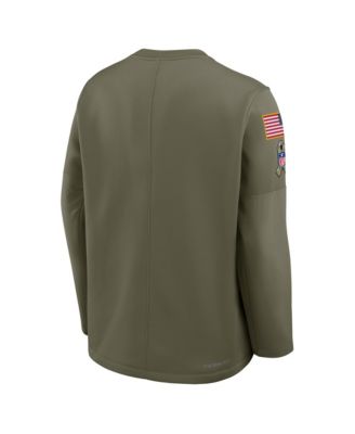 Men's Olive Dallas Cowboys 2025 Salute to Service Coaches Therma-Fit Long Sleeve T-Shirt