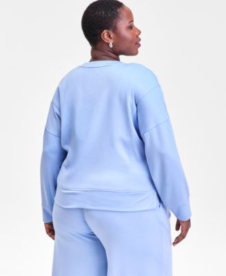 Plus Size V-Neck Knit Long-Sleeve Top, Macy's Exclusive 