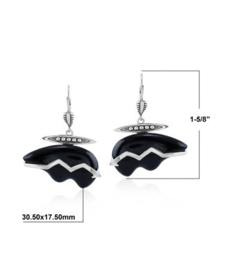 Sterling Silver Black Onyx Bear Lever Back Earrings