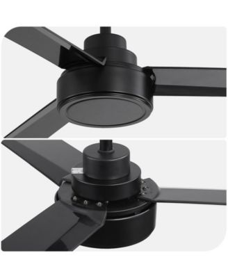 52-inch Modern Black 3-Blade without Light Ceiling Fan with Six Speed Remote Control and Timing Function for Indoor