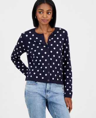 Nautica Jeans - Women's Dot-Print Button-Front Cotton Cardigan