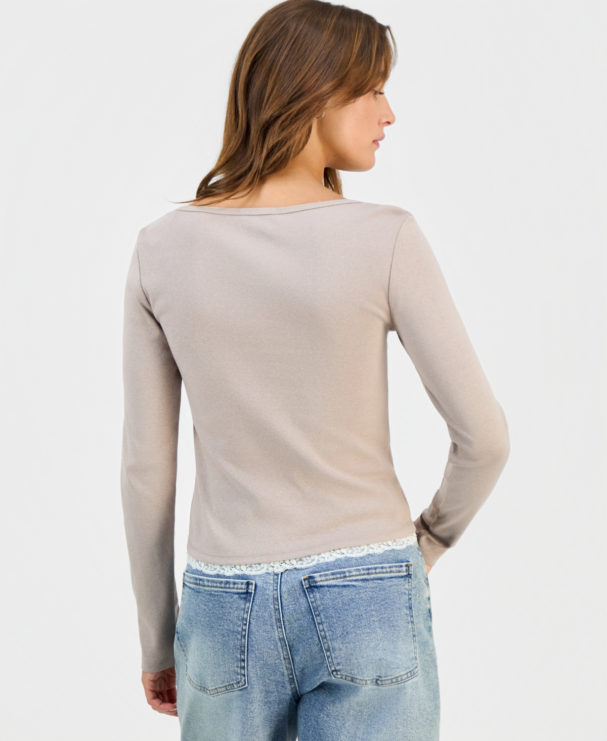 Pink Rose Juniors' Layered-Look Henley Top