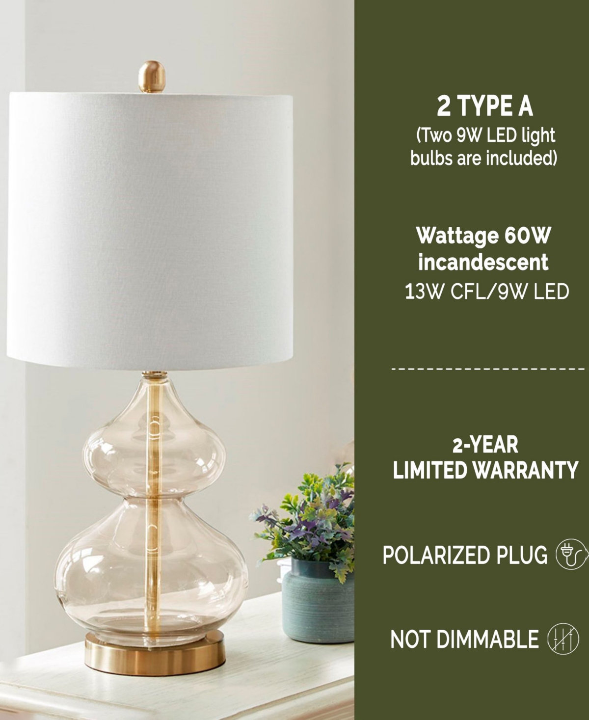 510 Design Ellipse Curved Gourd Glass Table Lamp, Set Of 2 In Gold