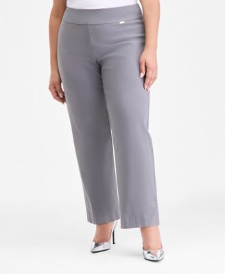 Plus Size Mid-Rise Pull-On Straight-Leg Pants, Created for Macy's 