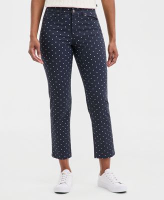 Women's Dot-Print Straight Ankle Pants