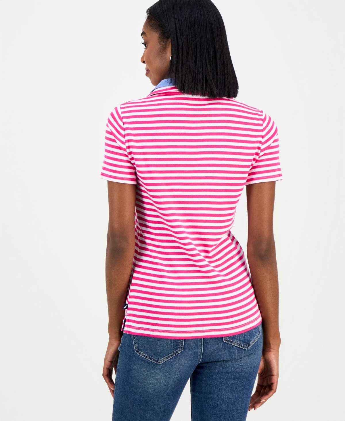 Nautica Jeans Women's Cotton Double-Collar Polo T-Shirt