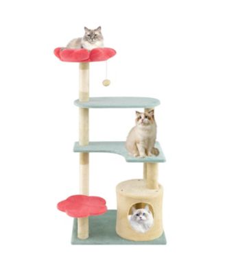 49'' Flower Pink Cat Tree w/Flower-shaped Soft Perch Sisal Scratching Posts