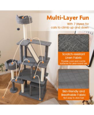 71'' Tall Cat Tree for Indoor Cats Modern Multi-Level Cat Tower Activity Center