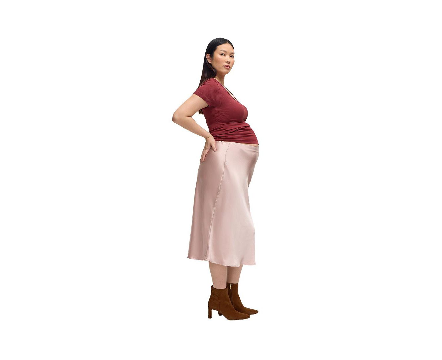 Maternity Satin Midi Skirt