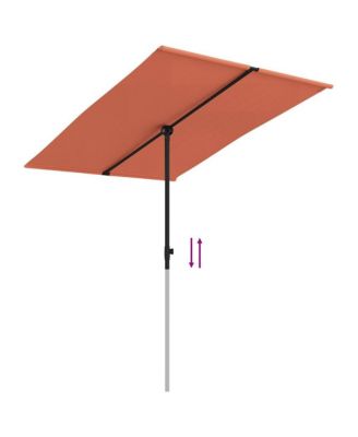 Garden Parasol Terracotta Polyester, Aluminum Medium