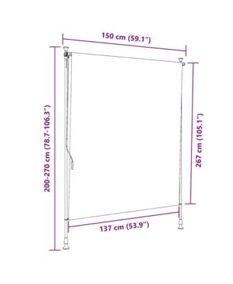 Outdoor Roller Blind Orange and White Polyester, Steel
