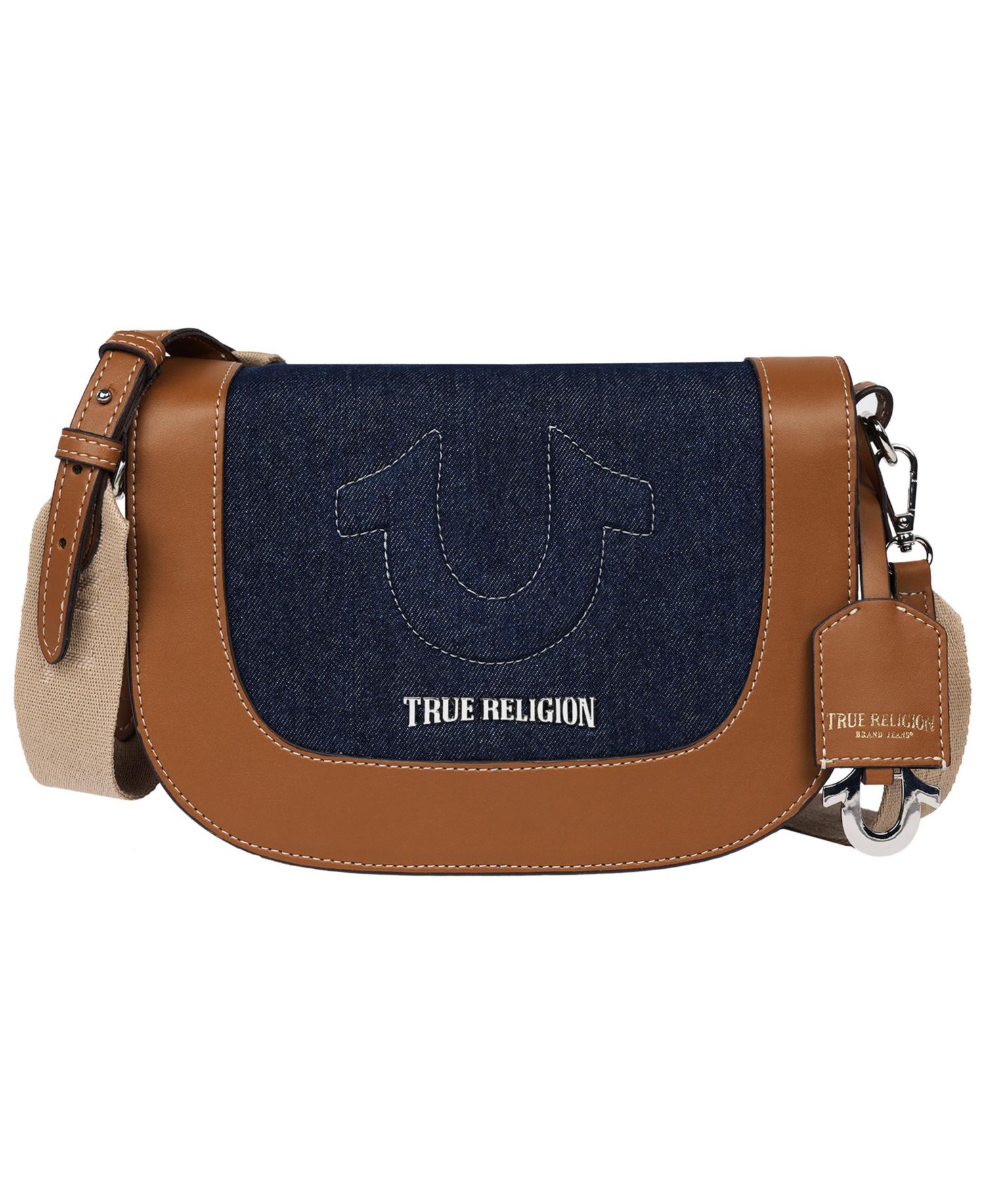 Denim Raised Horseshoe Crossbody Flap