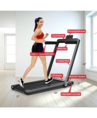 2-in-1 Electric Motorized Folding Treadmill with Dual Display-Black