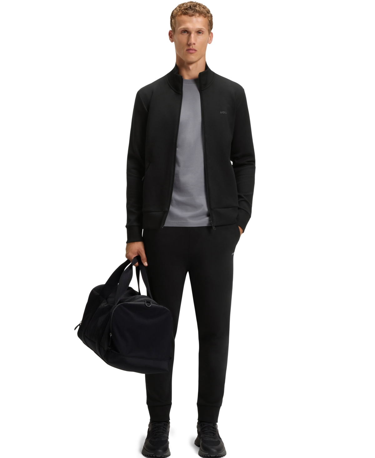 Boss by Hugo Men's Logo Print Zip-Up Sweatshirt