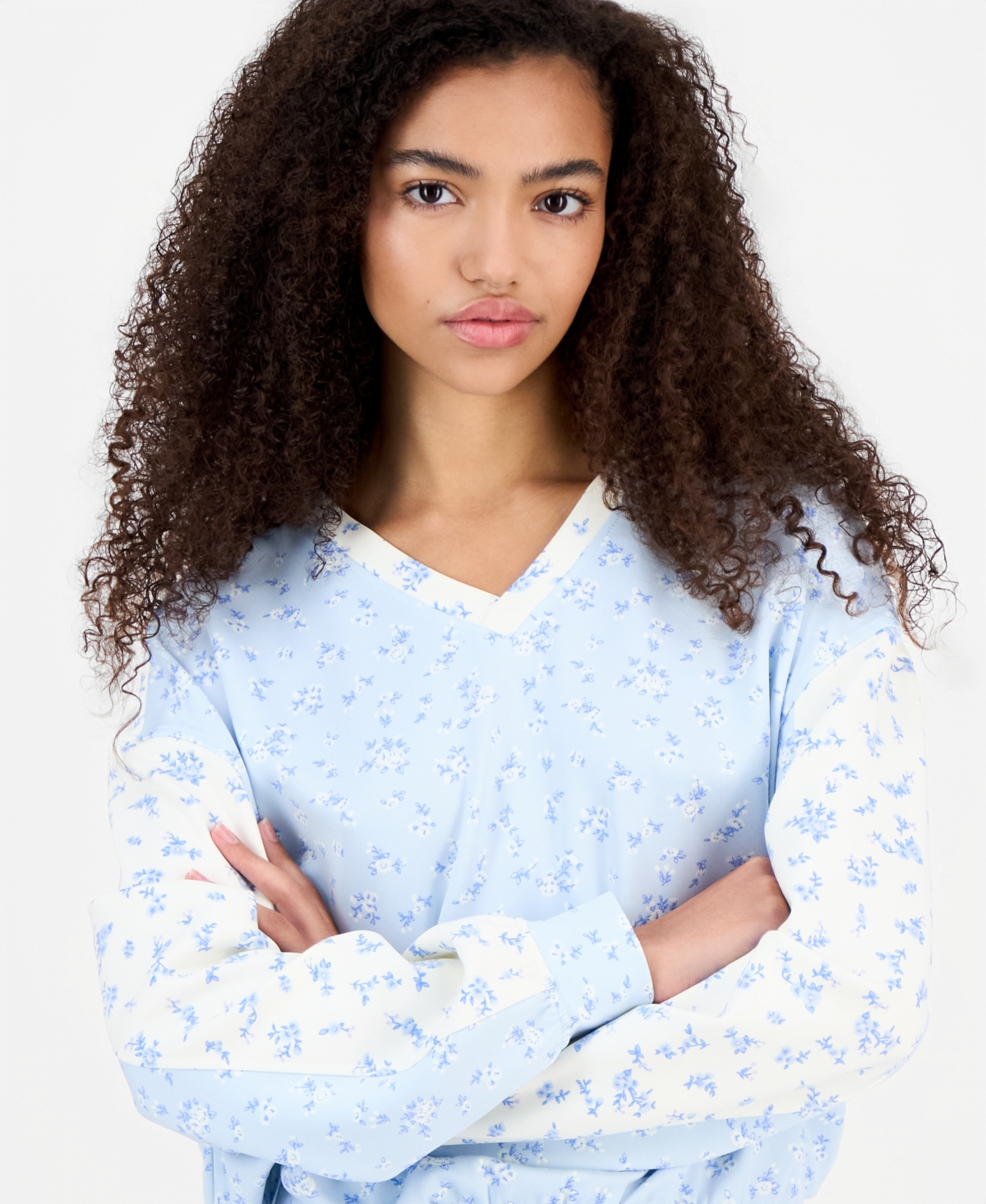 Tinseltown Juniors Scuba V Neck Sweatshirt Joggers In Blue