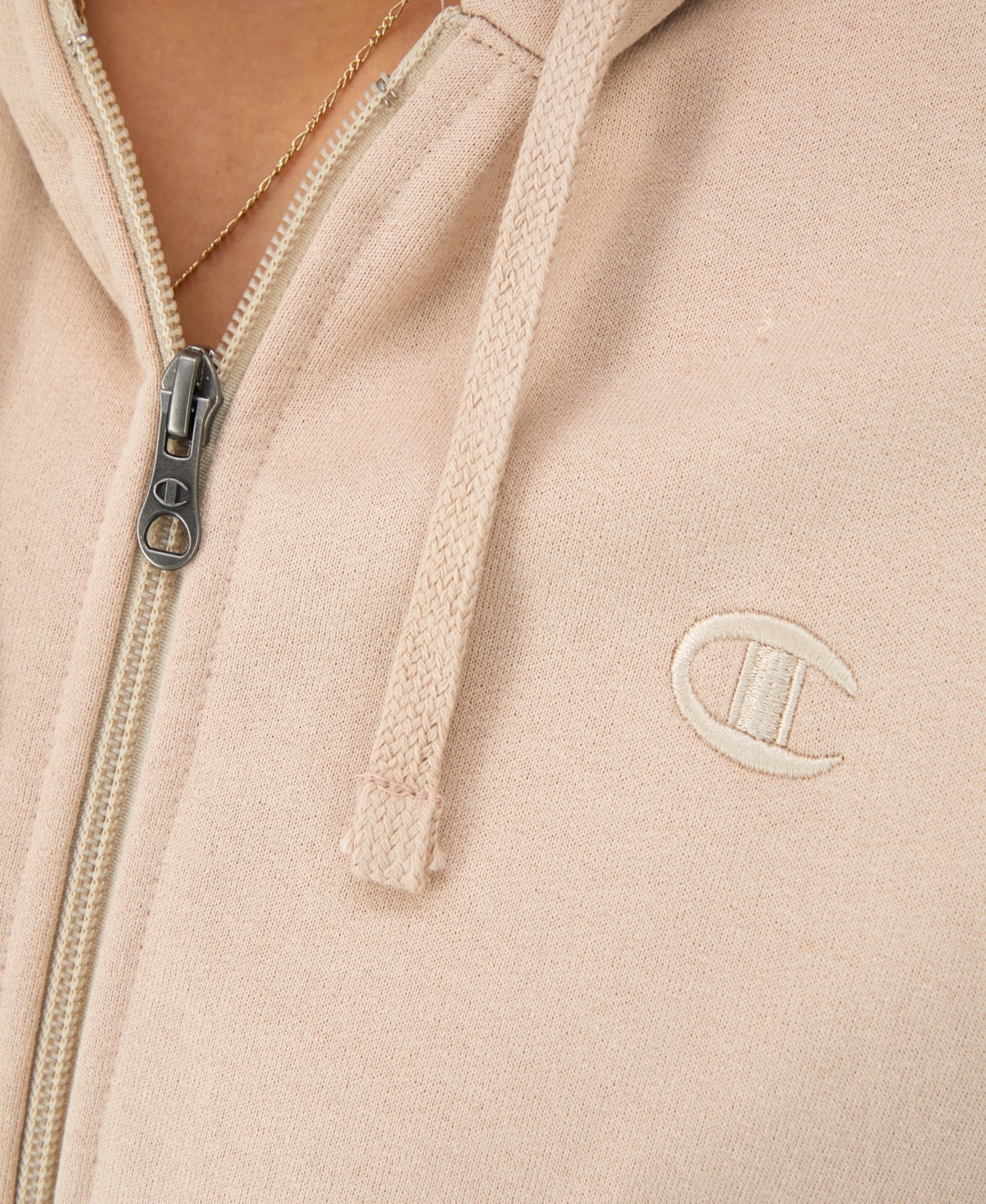 Champion Powerblend Zip-up Hoodie, C Logo In Pink