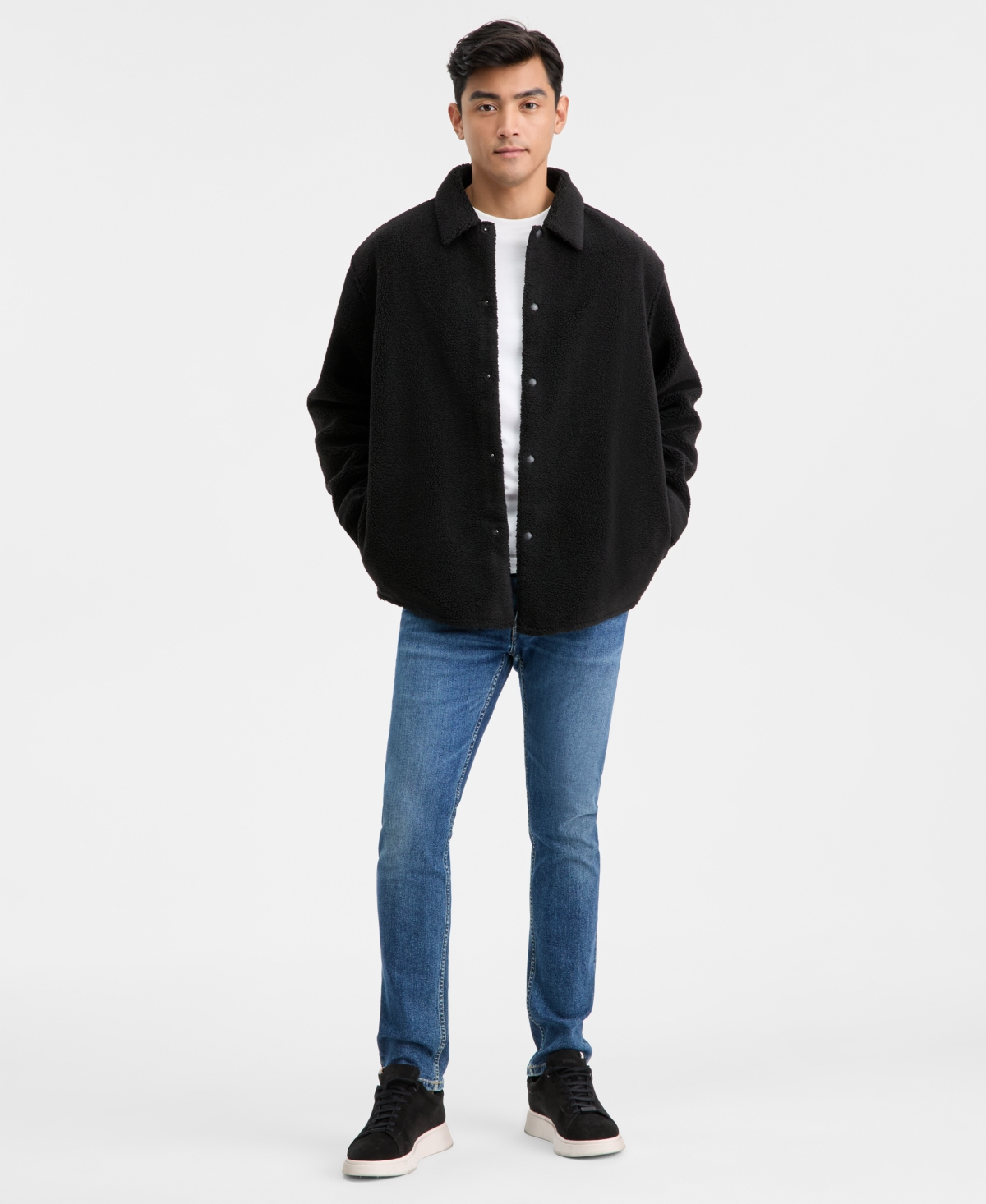 Hugo Boss Men's Ebolt Solid-Color Fleece Shirt Jacket