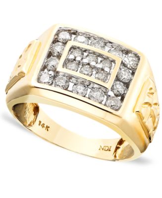 Macy&#39;s Men&#39;s 14k Gold Ring, Diamond (1 ct. t.w.) & Reviews - Rings - Jewelry & Watches - Macy&#39;s