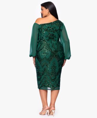 Plus Size Sequin Detail Long Sleeve Dress