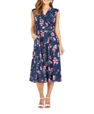 Women's Mesh Stretch Midi Dress With Pockets