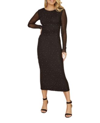 Women's Sparkle Mesh Bodycon Midi Dress