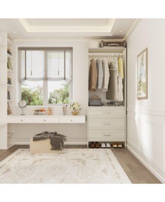 24" Freestanding Closet Organizer System with Hanging Rods and Drawers