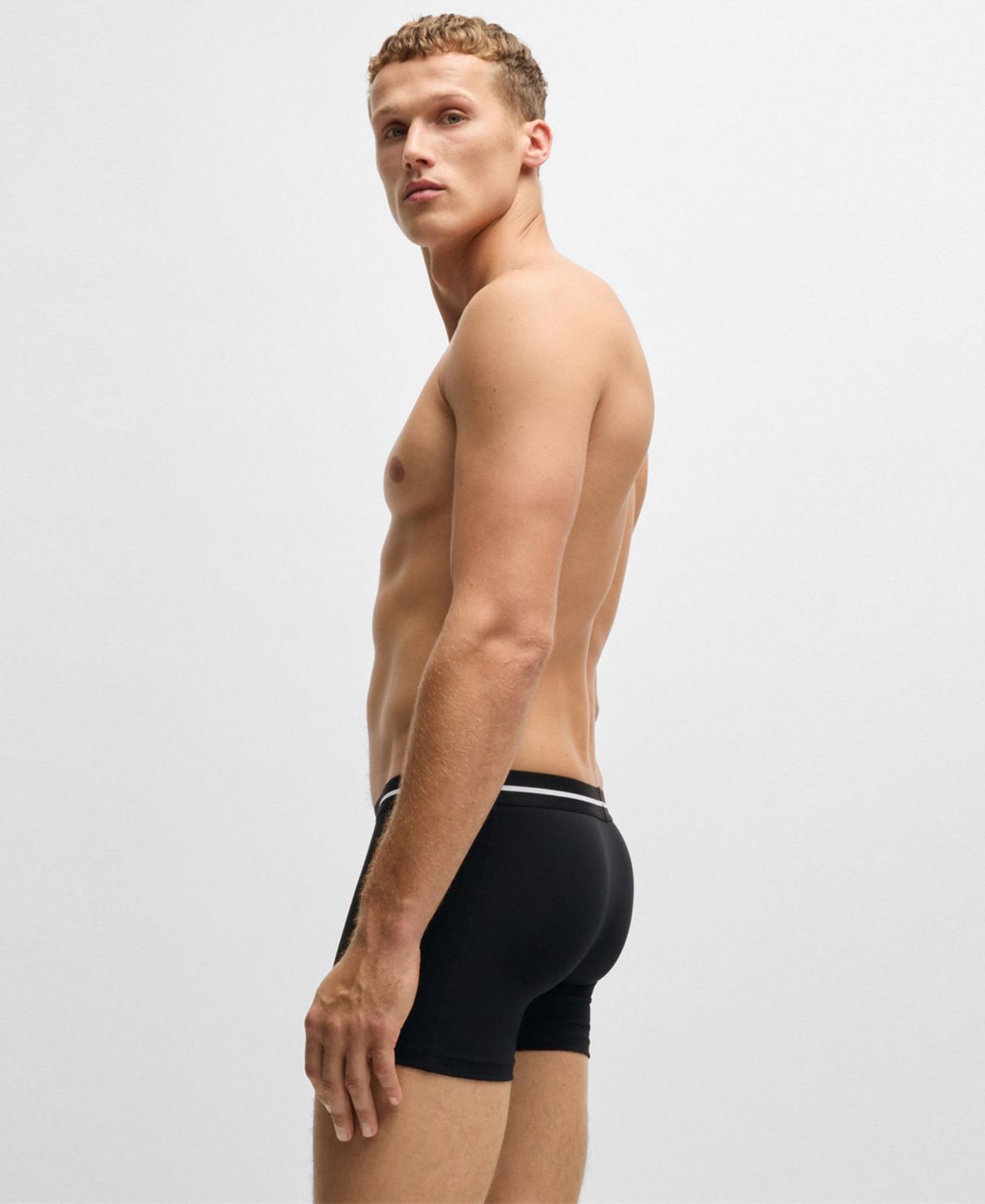 Трусы-боксеры Bold для мужчин, хлопок-стрейч, 3 шт. — Hugo Boss, цвет: Чёрный — фото 4