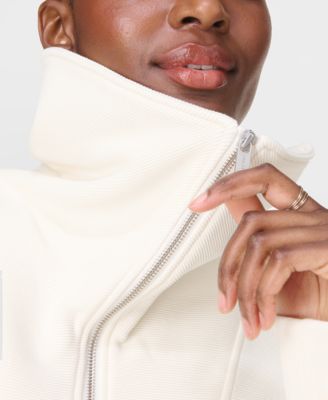 Women's Peaceful Rib Half Zip Cropped Oversized Sweatshirt