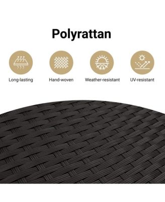 Garden Sofa Black PE Rattan, Powder-Coated Steel, Polyester Medium