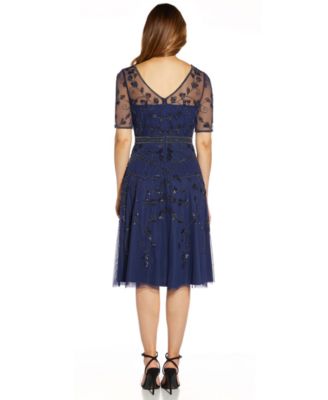 Women's Beaded V-Neck Midi Dress