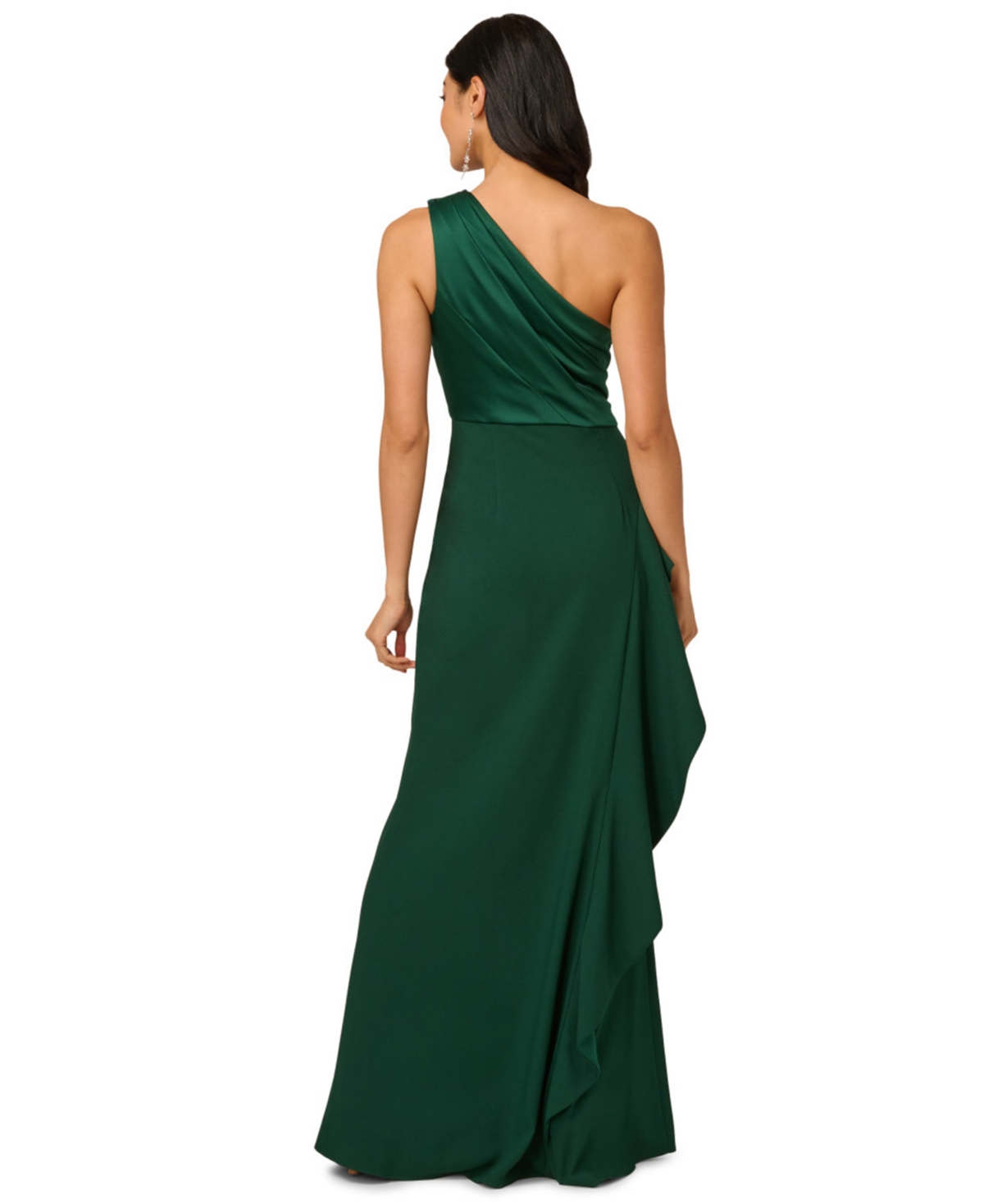 Adrianna Papell Women's One-shoulder Draped Gown In Green