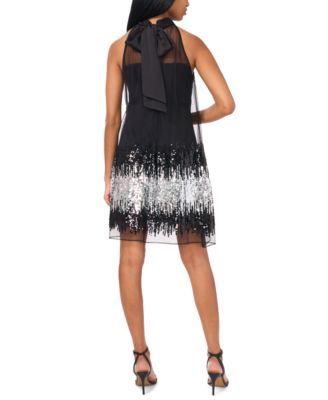 Women's Sleeveless Halter Ombre Sequin Dress