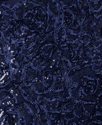 Petite Soutache Lace Sequin Embellished Long Sleeve Long Dress