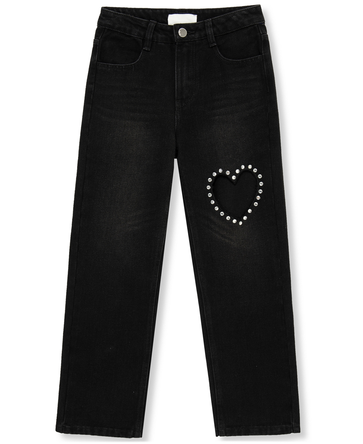 Habitual Kid Girls 7-20 Heart Cutout Straight Leg Jeans In Black