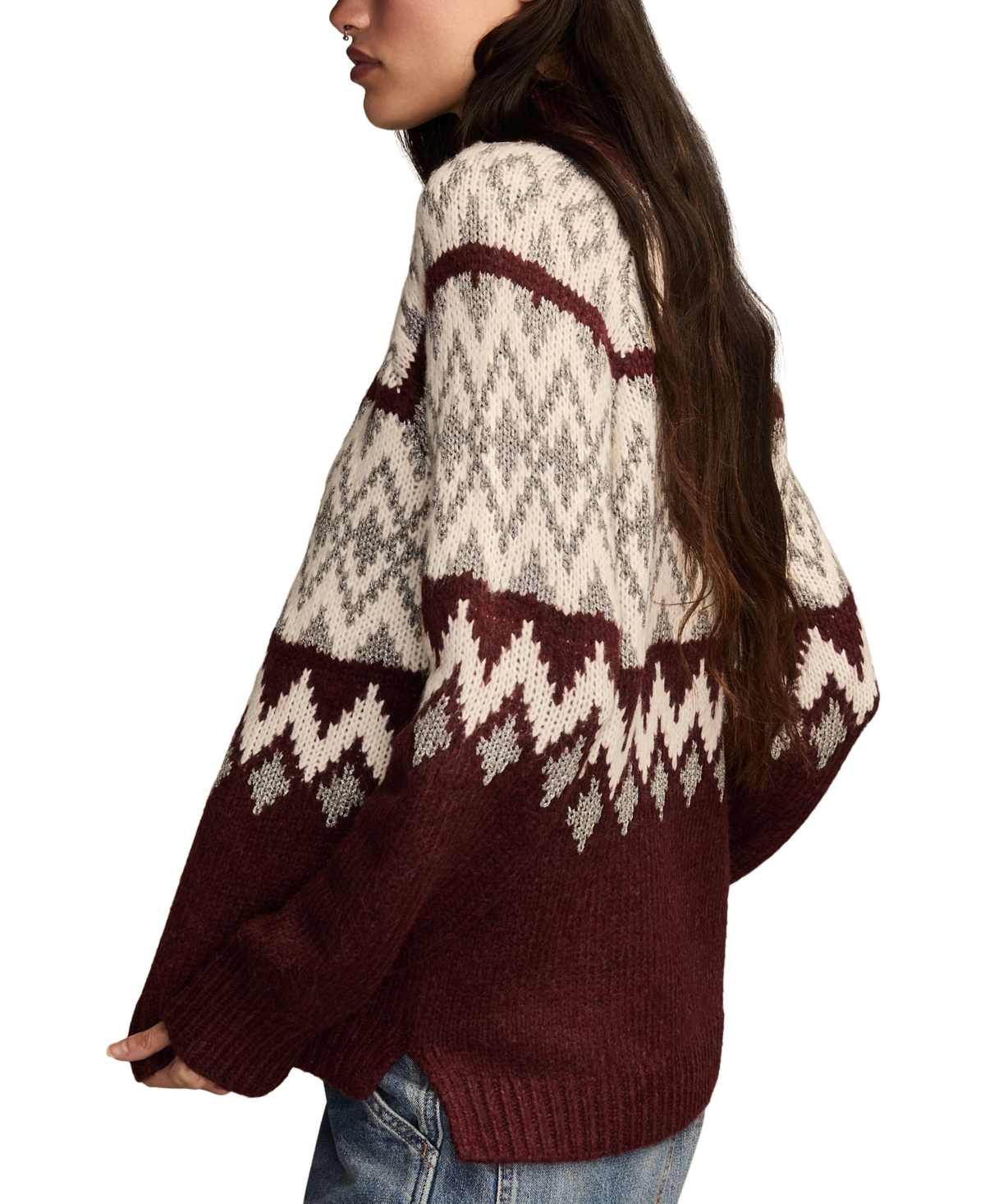 Lucky Brand Women's Fair Isle Mock-Neck Sweater