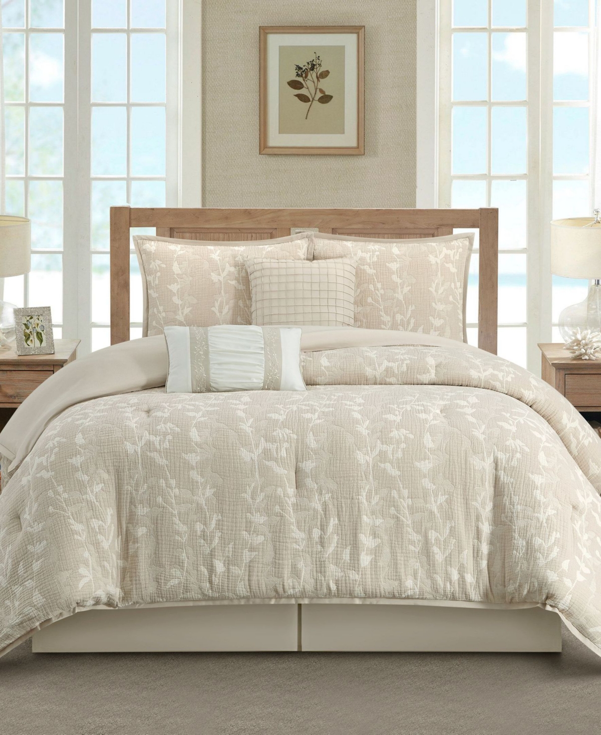 Stratford Park Desia Leaves 6-pc. Comforter Set, Queen In Neutral