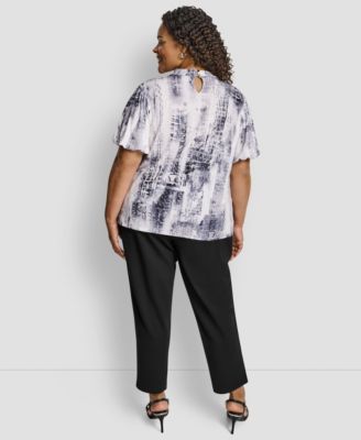 Plus Size Loop Neck Balloon Sleeve Top