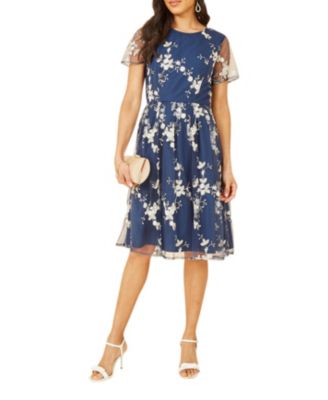 Women's Embroidered Floral Skater Dress