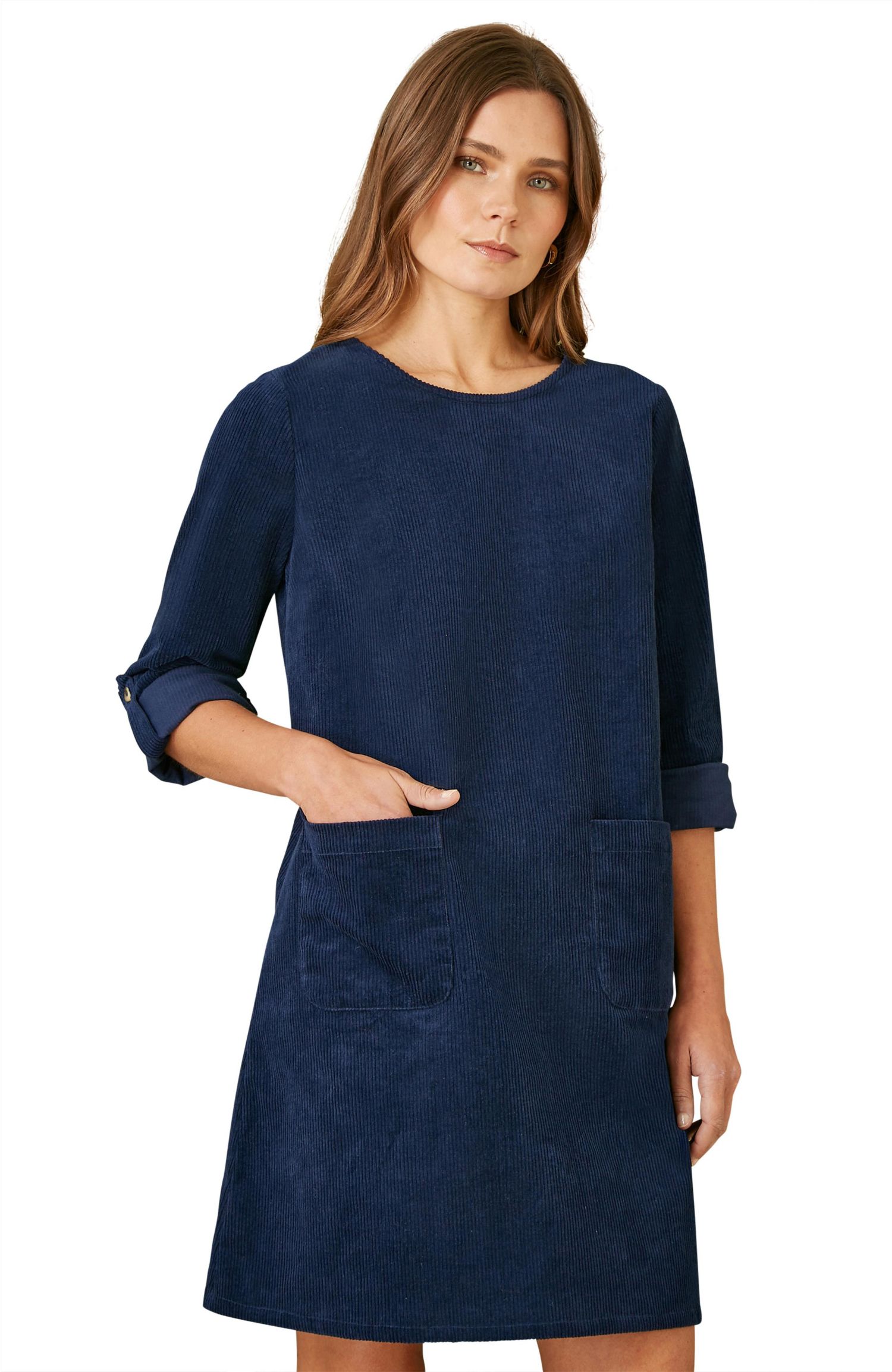 Women's Cord Tunic Dress With Pockets