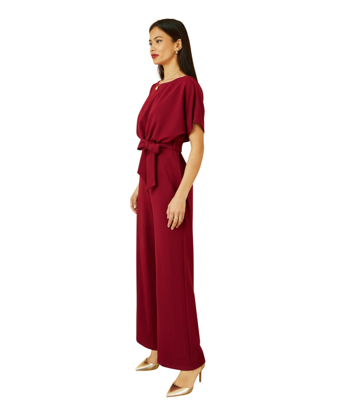 Женский комбинезон Yumi Batwing Stretch Jumpsuit, цвет: Бордовый — фото 4