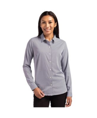 Women's Cutter and Buck Skyline Epic Confidence Recycled Gingham Long Sleeve Dress Shirt