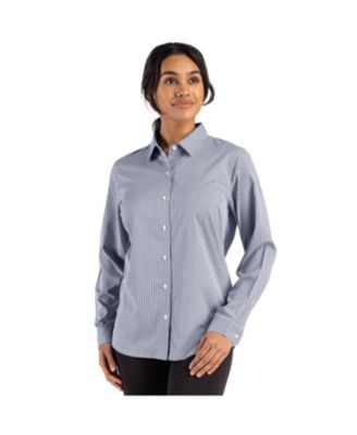 Women's Cutter and Buck Skyline Epic Confidence Recycled Gingham Long Sleeve Dress Shirt