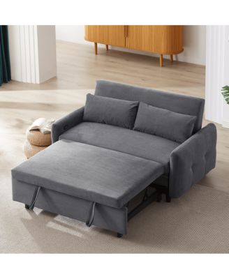 57.48" Pull Out Sleeper Loveseat, Convertible Sofa Bed with USB Ports & Adjustable Backrest for Small Spaces